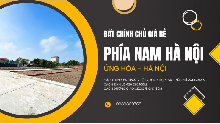 Bán đất chính chủ gần trung tâm Thị Trấn Vân Đình - Ứng Hòa - Hà Nội. Diện tích 80m2 chỉ vài triệu/m2
